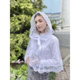 Женская накидка из органзы с кружевом "Прозрачность"
